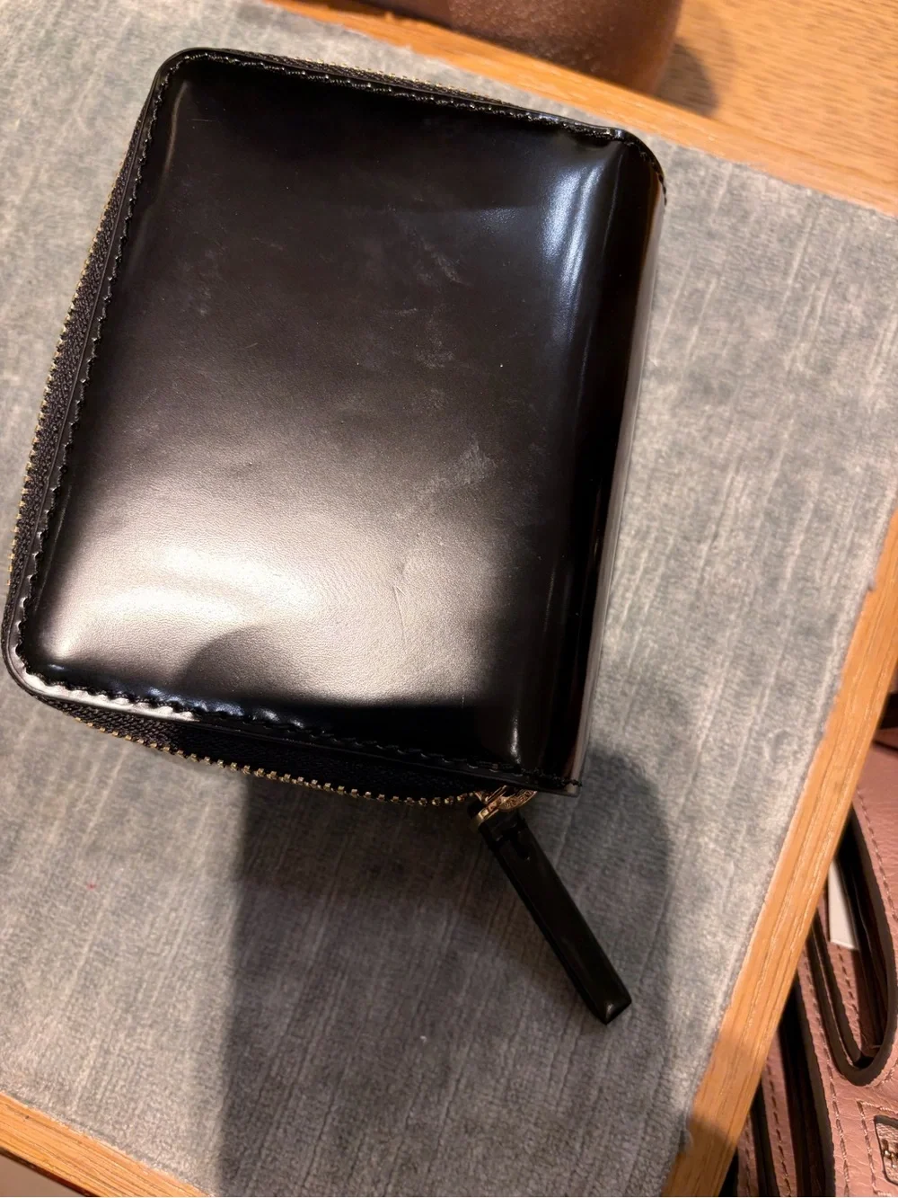 Tory Burch black patten Compact Wallet Thea smooth new with tag